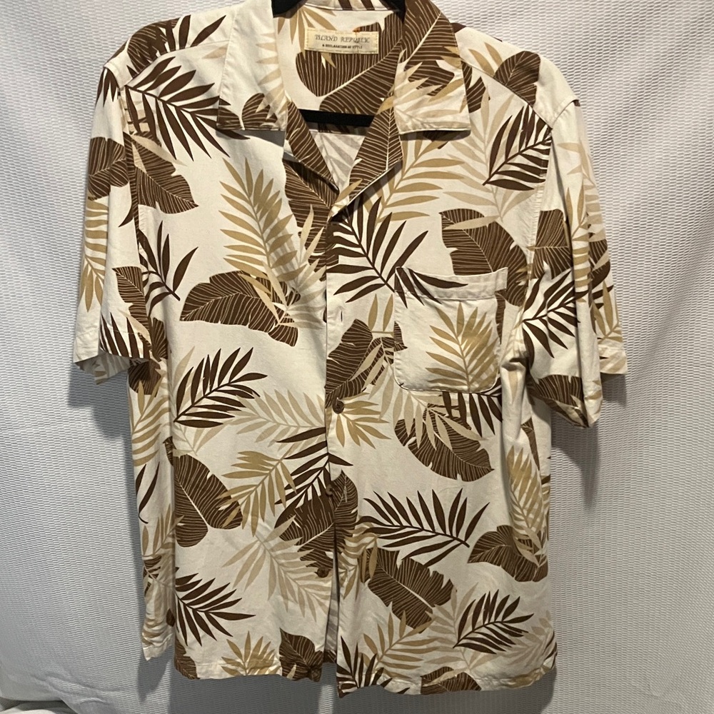 Island Republic Cream and Brown Leaf Print Shirt